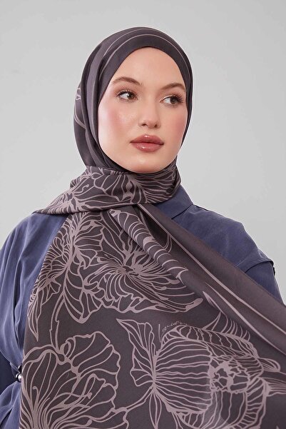 Levidor Black Hyacinth Flower Pattern Wool Silk Shawl