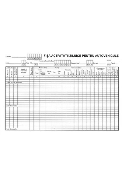 DanyCris Fisa activitatii zilnice pt. autovehicule A4 orizontal set/100 ( Dan...