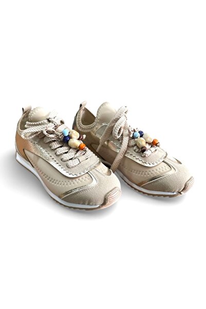 WHİTE LİNE Prens 208 Women's Slip on Flat Sole Beaded Sports Shoes