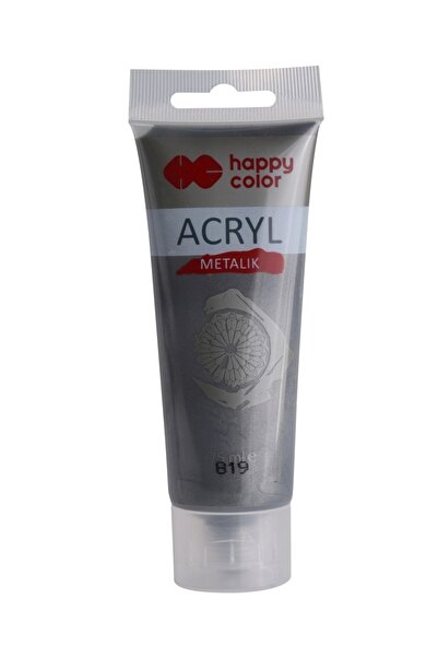 HAPPY COLOR Culoare acrilica 75ml, argintiu inchis metalic,