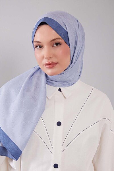 Levidor Blue Honeycomb Embroidered Monogram Shawl