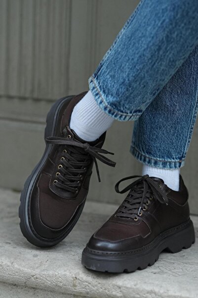 TETRİ Nancy Model Hakiki Deri El Yapımı Kahverengi Sneaker Ayakkabı