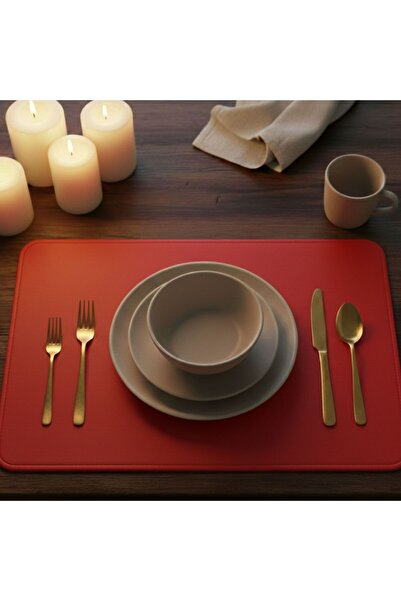 Grand Fine Art 2 Adet Deri Kırmızı Çift Taraflı Kenar Dikişli Amerikan Servis...