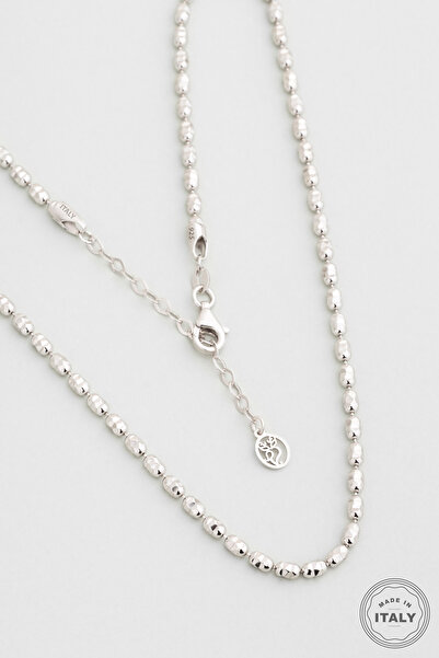 So CHIC... Iris İtalyan 18 Ayar Beyaz Altın Kaplama 45 Cm Gümüş Kolye