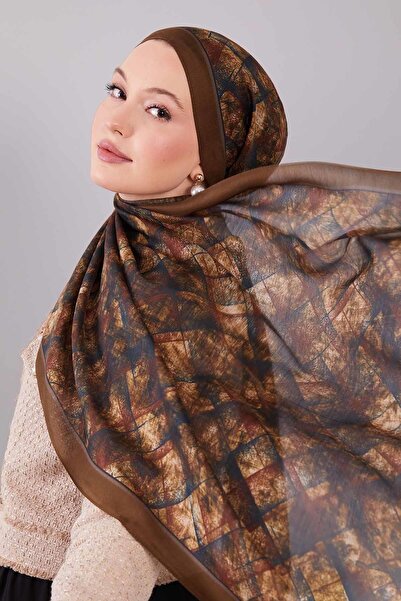 Levidor Khaki Baklava Pattern Wool Silk Shawl