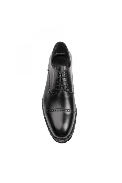 Evanto Shoes Men's All Black Embroidery Derby Leather Shoes