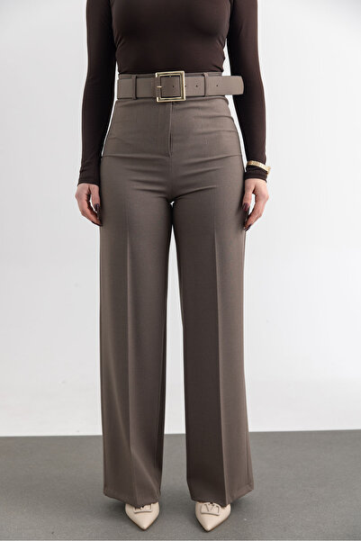 TUĞBA ERGÜL Women's Belted Wide Leg Trousers