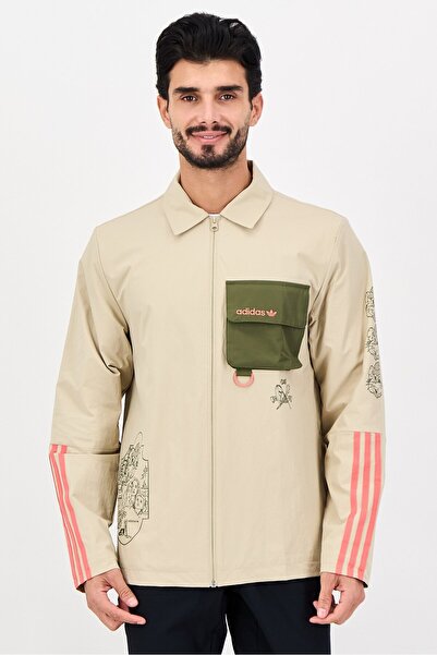 adidas Men Sportwear Fit Long Sleeve Outdoor Jacket, Beige