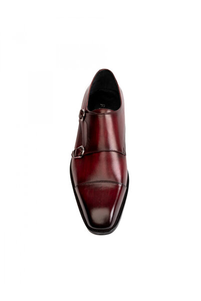 Evanto Shoes Pantofi din piele pentru bărbați Bordeaux red Double Monk Strap