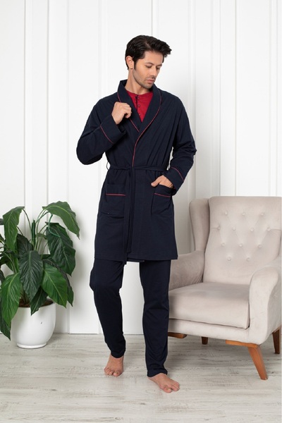 Espuar Set de 3 piese, Robă de bărbați și cămașă cu nasturi, Set de pijamale,...