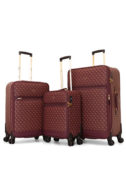 Guess Premium 3-Piece Faux Leather Spinner Luggage Set – Stylish & Durable Tr...