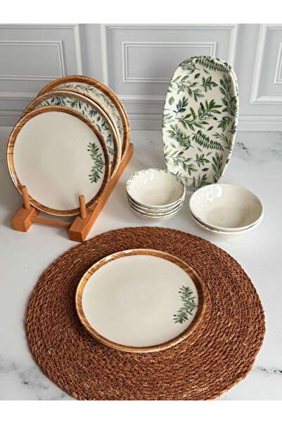 ROSSEV Kahvaltı Takımı Olivia Leaf 14 Parça 6 Kişilik