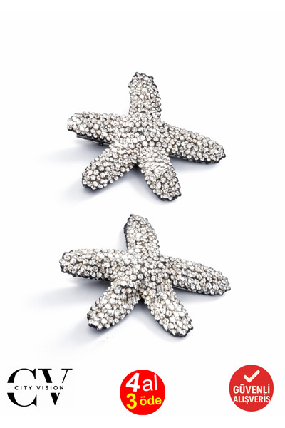 cityvision 2 τεμάχια Μοντέλο Αστερίας με πέτρες, Μαύρο Χρώμα, Πλαϊνή Πόρπη - ...