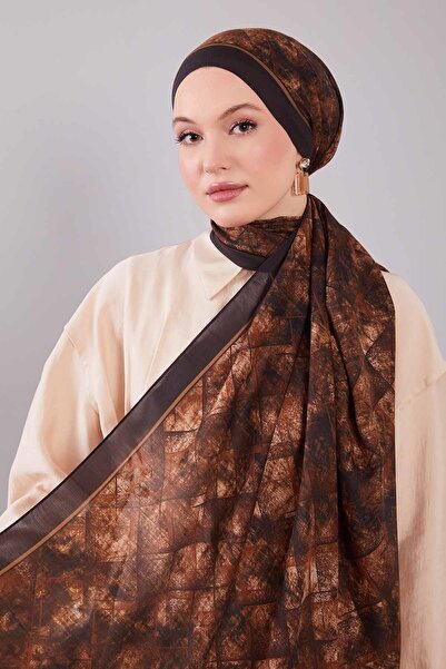 Levidor Bitter Brown Baklava Pattern Wool Silk Shawl