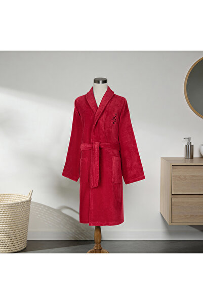 Altınbaşak Beloved 100% cotton embroidered men's bathrobe - red (l/xl)