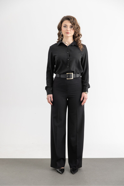 TUĞBA ERGÜL Women's Belted Wide Leg Trousers