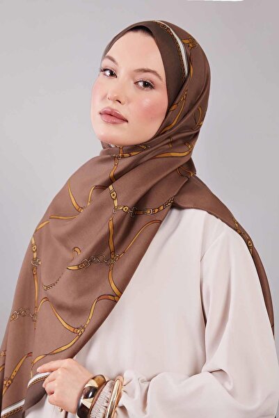 Levidor A.Coffee Belt Patterned Wool Silk Shawl