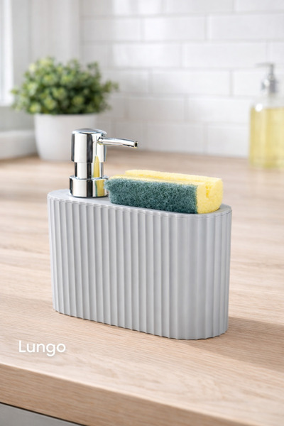 lungo home موزع صابون سائل مع حاوية إسفنجية، حاوية منظفات مع حاوية إسفنجية، م...