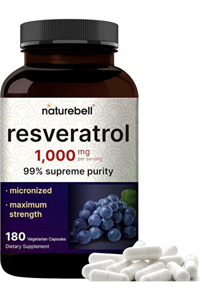 Naturebell مكمل ريسفيراترول، 1000 ملغ لكل جرعة، 180 كبسولة نباتية، 99% ريسفير...