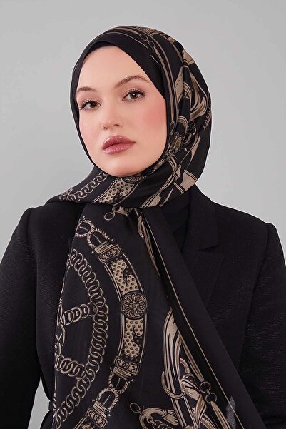 Levidor Black-Mink Mixed Patterned Wool Silk Shawl