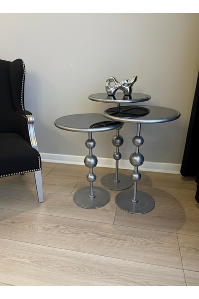 Esey Luxury Galaxy Model Gümüş Renk Zigon Sehpa