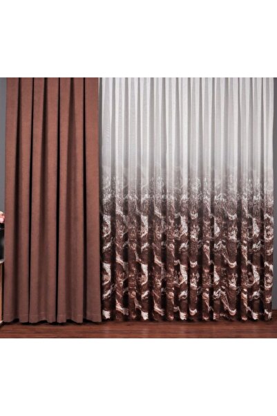 Belvedere Aura Marble Digital Printing Tight Pleated Modern Tulle Curtain