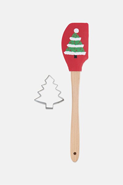 Phantom Chef Holly Jolly Print Spatula And Cookie Cutter Baking Set, Red