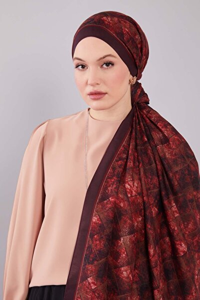 Levidor Red Baklava Pattern Wool Silk Shawl