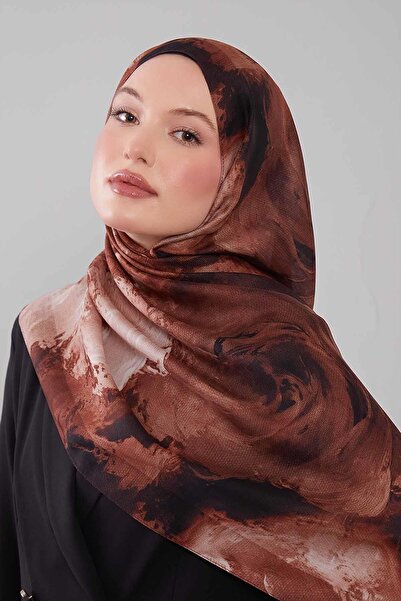 Levidor Coffee Abstract Pattern Wool Silk Shawl