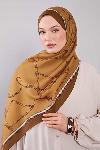 Levidor Oil Green Belt Patterned Wool Silk Shawl