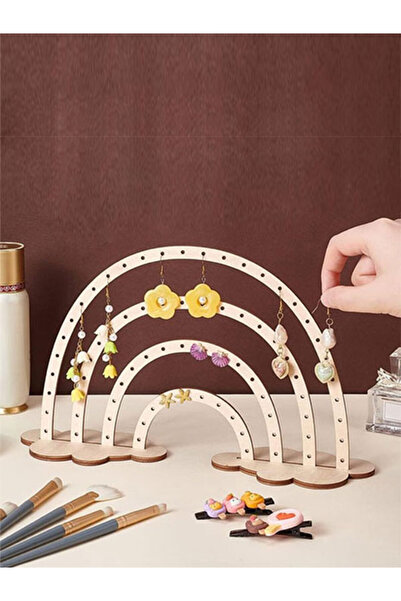 cermatech Wooden Rainbow Jewelry and Earring Stand