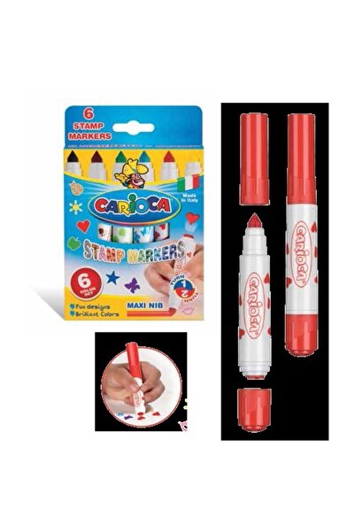 CARIOCA Set of 6 washable markers, with 6 stamps of various shapes, cardboard...