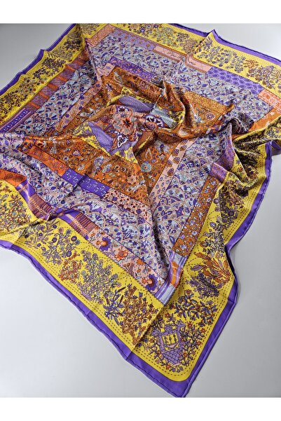 tomrisboutique Lüks Kare Twill İpek Eşarp 90x90 CM Fular