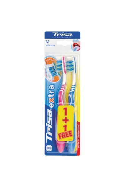 Trisa Periute de dinti Extra Duo Medium, 1 +1 GRATIS