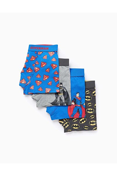 Ziddy Pack of 4 boxer shorts with Marvel prints for boys, blue/grey