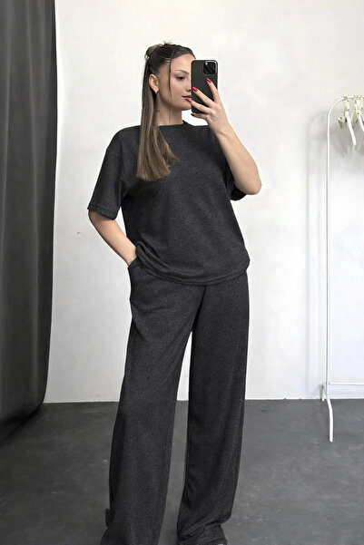 YAKAMEL Women's Short Sleeve Oversize Super High Waist Stretchy Crew Neck Tra...