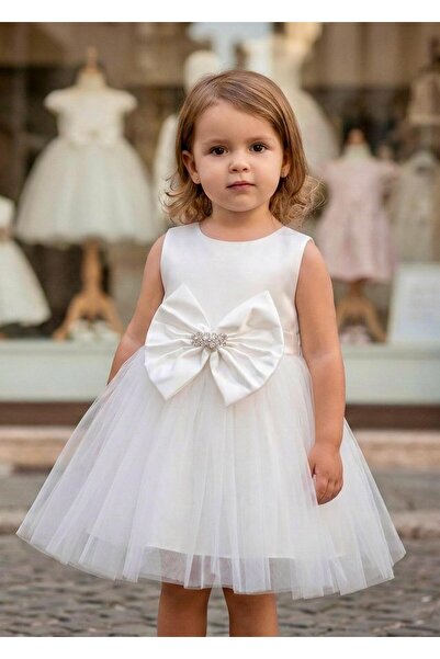 miaras baby Girl's Ribbon Detailed Evening Dress