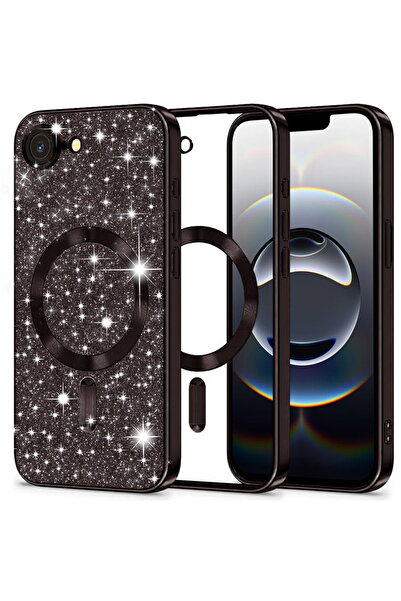 Techsuit Husă pentru iPhone 16e - Luxury Glitter MagSafe - Negru