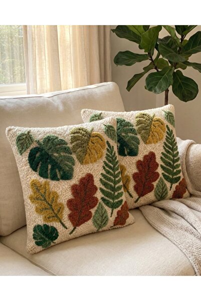 menesahome مجموعة من غطاءين لوسائد التزيين بنمط التطريز والطباعة الرقمية بالل...