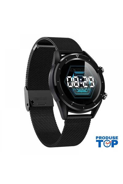 KAREN Ceas inteligent SUPER PREMIUM negru cu curea metalică SWDT28