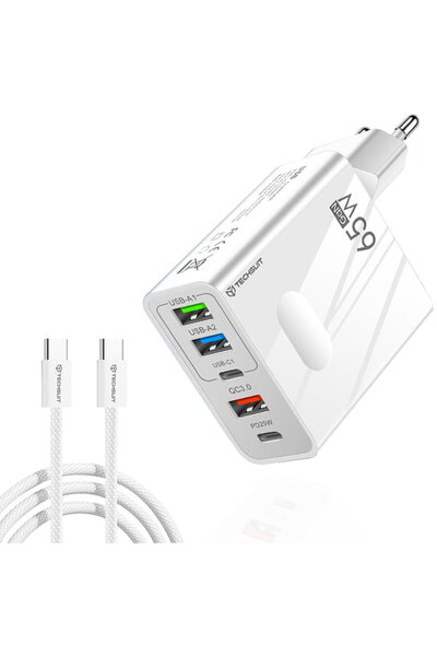 Techsuit PentaXPower CHC1 GaN 2x USB-C + 3x USB-A 65W Alb (Alb: Alb)