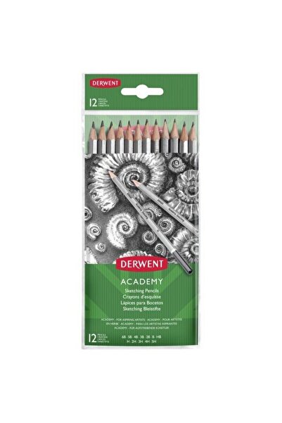 Derwent Creioane Grafit 5H-6B Academy, blister, 12 buc/set, negru