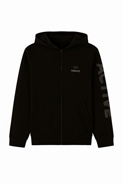 TOMMY LIFE Jachetă pentru bărbați cu glugă, negru, tricou