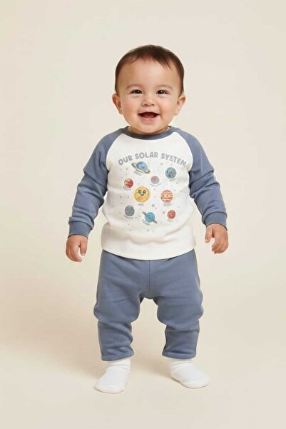 Fuar Baby Blue Baby Boy Pajama Set 100% Cotton Anti-Sweat Soft Textured Top a...