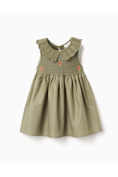 Ziddy DRESS KNIT POPLIN, DARK GREEN, 12/18M