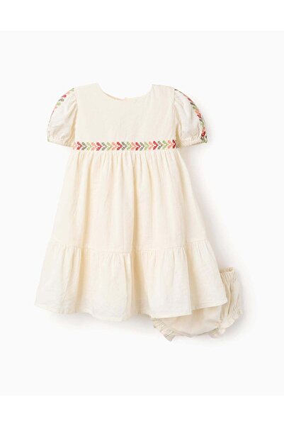 Ziddy SS DRESS SLUB COTTON, BEIGE, 6/9M