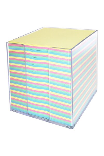 Aurora Colored paper cube 9x9x9cm, with plastic support,