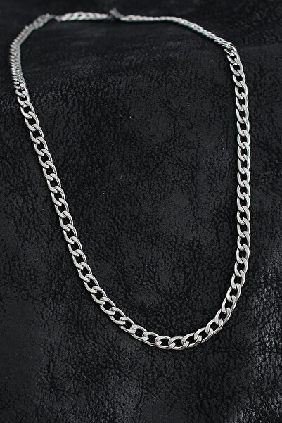 Derya Kurşun 316L Steel Thick Classic Chain Model Silver Color Men's Necklace