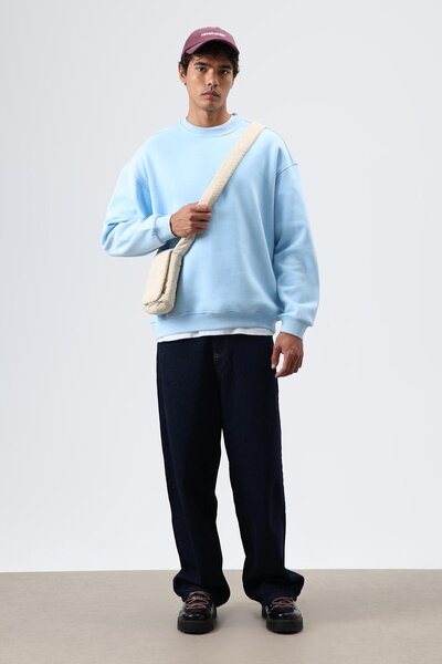 VAMOSCLO Basic Oversized Washable Sweatshirt Turquoise