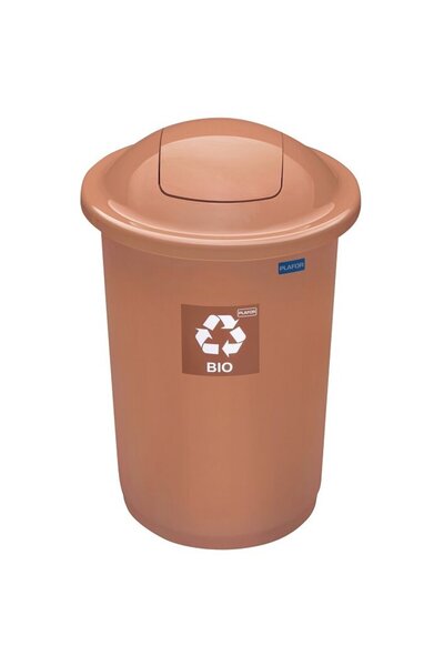 PLAFOR Plastic selective recycling bin, capacity 50l, Top - brown with brown ...